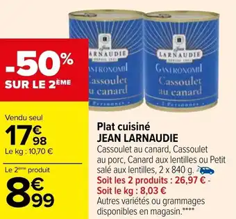 Carrefour Plat cuisiné JEAN LARNAUDIE offre