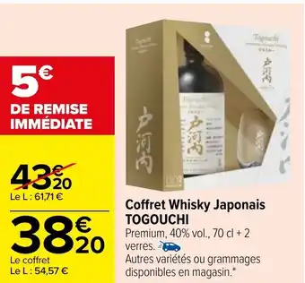 Carrefour Coffret whisky japonais TOGOUCHI offre