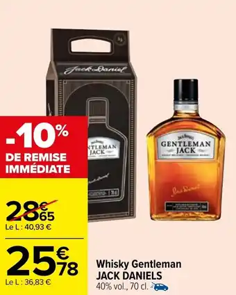 Carrefour Whisky gentleman JACK DANIELS offre