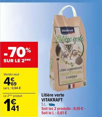 Carrefour Litière Verte Vitakraft offre