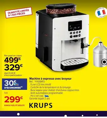 Carrefour Krups Machine a Expresso Avec Broyeur offre