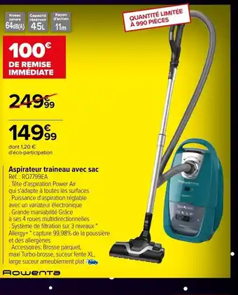 Carrefour Aspirateur Traineau Avec Sac offre