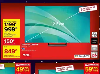 Carrefour TCL Televiseur QLED 4k offre