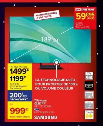 Carrefour Samsung Téléviseur QLED 4k offre