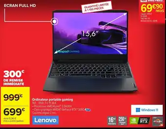 Carrefour Lenovo Ordinateur Portable Gaming offre