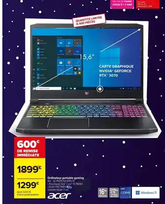 Carrefour Acer Ordinateur Portable Gaming offre