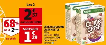 Auchan Supermarché Nestle céréales cookie crisp offre