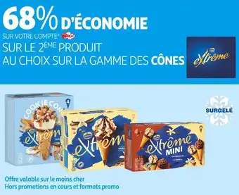 Auchan Supermarché Extreme 68% d’économie sur votre compte waaohsur le 2ème produit au choix sur la gamme des cônes offre