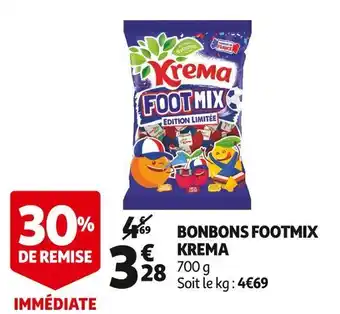 Auchan Supermarché Krema bonbons footmix offre