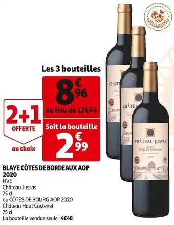 Auchan Supermarché Château jussas blaye côtes de bordeaux aop 2020 offre