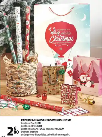 Auchan Supermarché Papier cadeau santa's workshop 5m offre