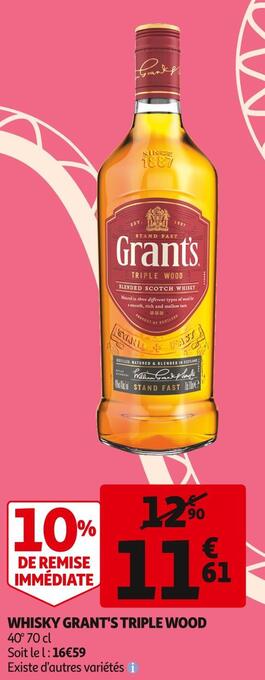 Auchan Supermarché Grant's whisky triple wood offre