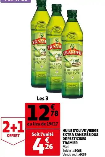 Auchan Tramier huile d'olive vierge extra sans résidus de pesticides offre