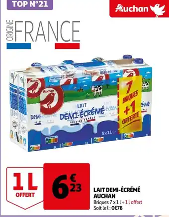Auchan Auchan lait demi-écrémé offre