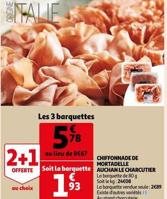Auchan Auchan le charcutier chiffonnade de mortadelle offre