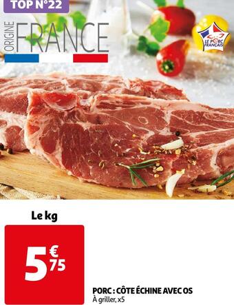 Auchan Porc : côte échine avec os offre
