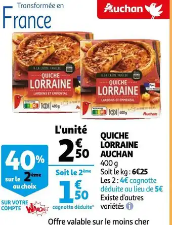 Auchan Auchan quiche lorraine offre