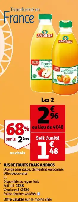 Auchan Andros jus de fruits frais offre