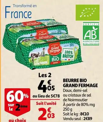 Auchan Grand fermage beurre bio offre