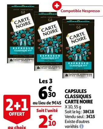 Auchan Carte noire capsules classiques offre