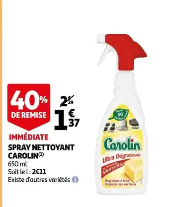 Auchan Carolin spray nettoyant offre