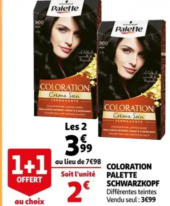 Auchan Schwarzkopf coloration palette offre
