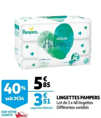 Auchan Pampers lingettes offre
