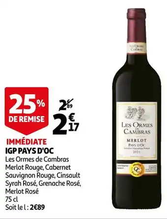 Auchan Les ormes de cambras igp pays d'oc offre