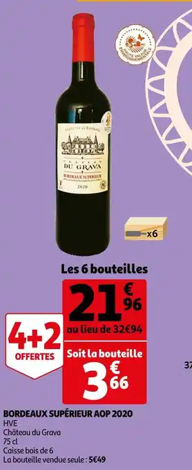 Auchan Château du grava bordeaux supérieur aop 2020 offre