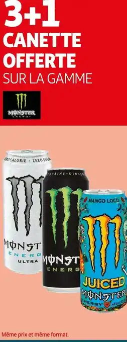 Auchan Monster 3+1 canette offerte sur la gamme monster offre