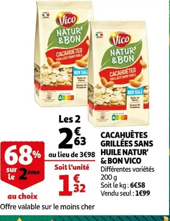 Auchan Vico cacahuètes grillées sans huile natur' & bon offre