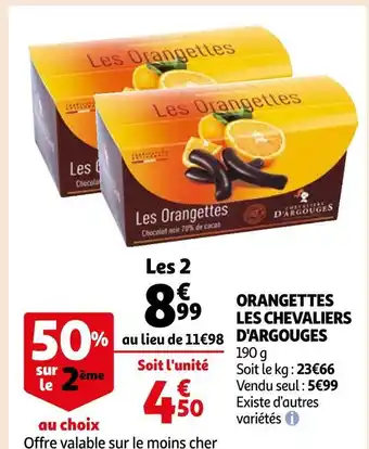 Auchan Les chevaliers d'argouges orangettes offre