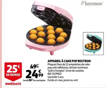 Auchan Appareil à cake pop bestron offre