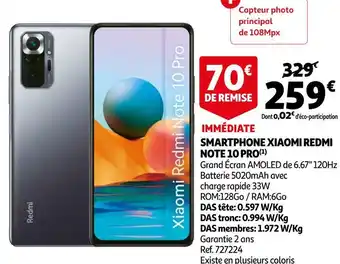 Auchan Xiaomi smartphone redmi note 10 pro offre