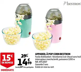 Auchan Bestron appareil à pop corn offre