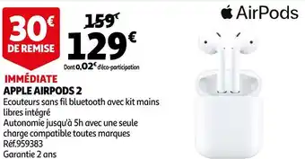 Auchan Apple apple airpods 2 offre