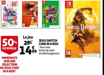 Auchan Jeux switch code in a box offre
