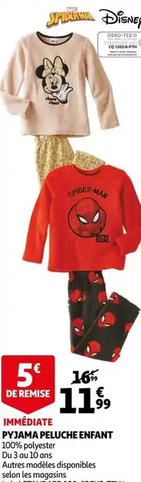Auchan Pyjama peluche enfant offre