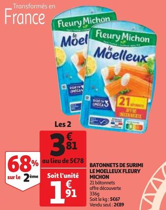 Auchan Supermarché Batonnets de surimi le moelleux fleury michon offre