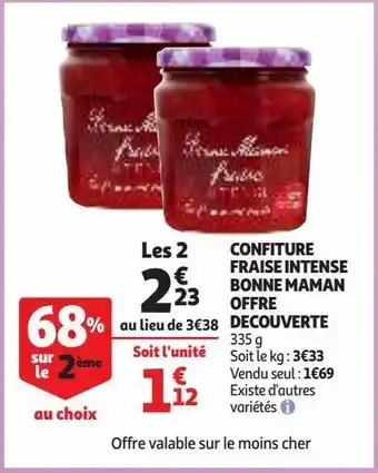 Auchan Supermarché Confiture fraise intense bonne maman offre decouverte offre