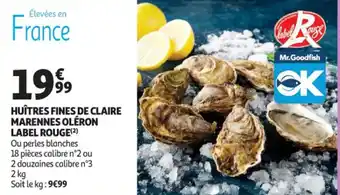 Auchan Supermarché Huîtres fines de claire marennes oléron label rouge offre