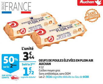 Auchan Supermarché Oeufs de poules élevées en plein air AUCHAN offre