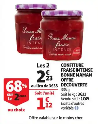 Auchan Supermarché Confiture fraise intense bonne maman offre decouverte offre