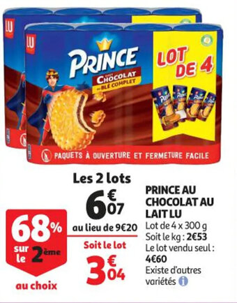 Auchan Supermarché Prince au chocolat au lait LU offre