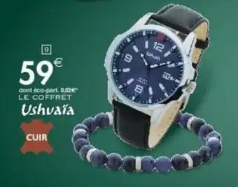 Coffret homme montre bracelet cuir + bracelet