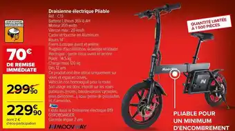 Carrefour Draisienne électrique pliable offre