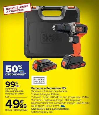 Carrefour Perceuse à percussion 18V offre