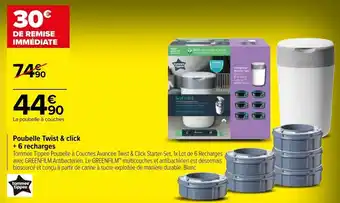Carrefour Poubelle twist & click + 6 recharges offre