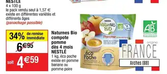 Cora x Carrefour Naturnes Bio Compote Pomme Des 4 Mois Nestle offre