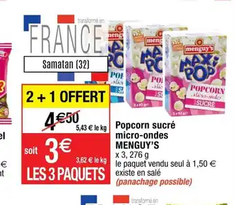 Cora x Carrefour Popcorn Sucre Micro-Ondes Menguy's offre